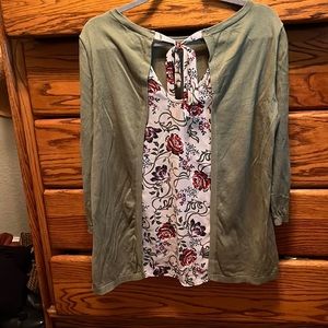 LOFT floral panel back sweater